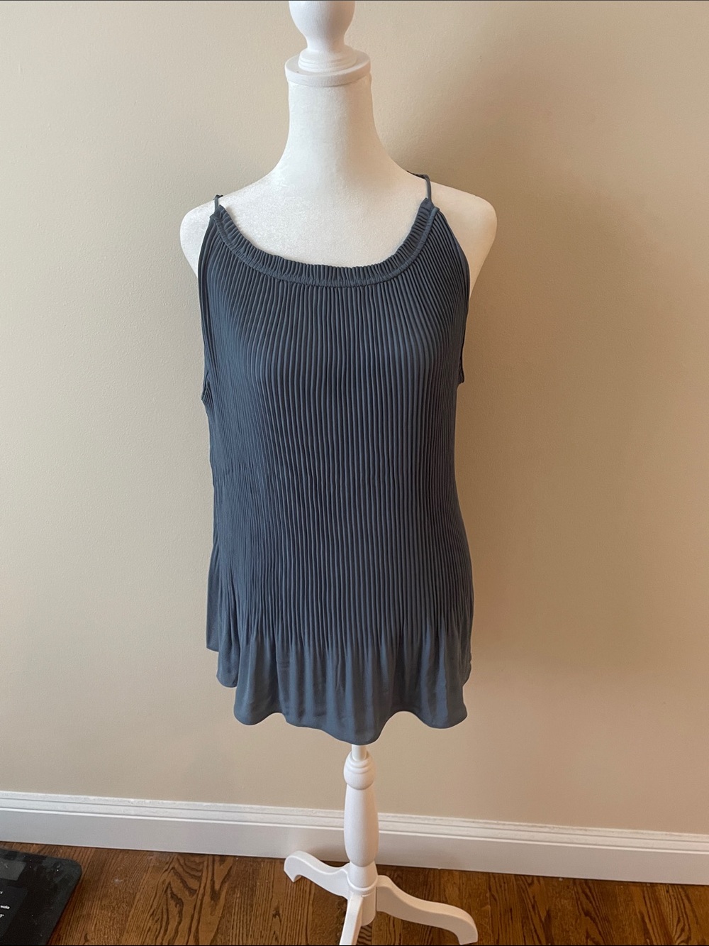 Ann Taylor Dusty Blue Pleated Sleeveless Top